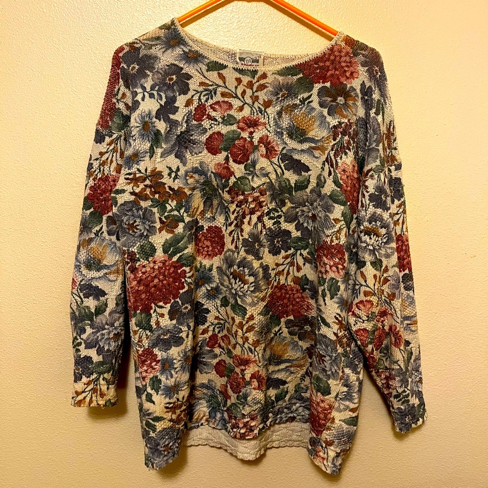 Vintage floral knit sweater
